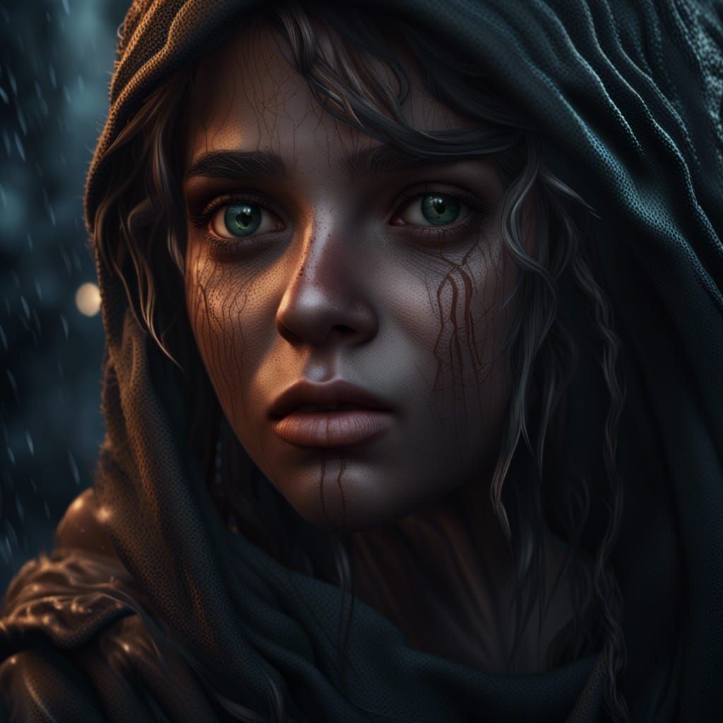 Emotional Portrait of a Girl with a Thousand-Yard Stare