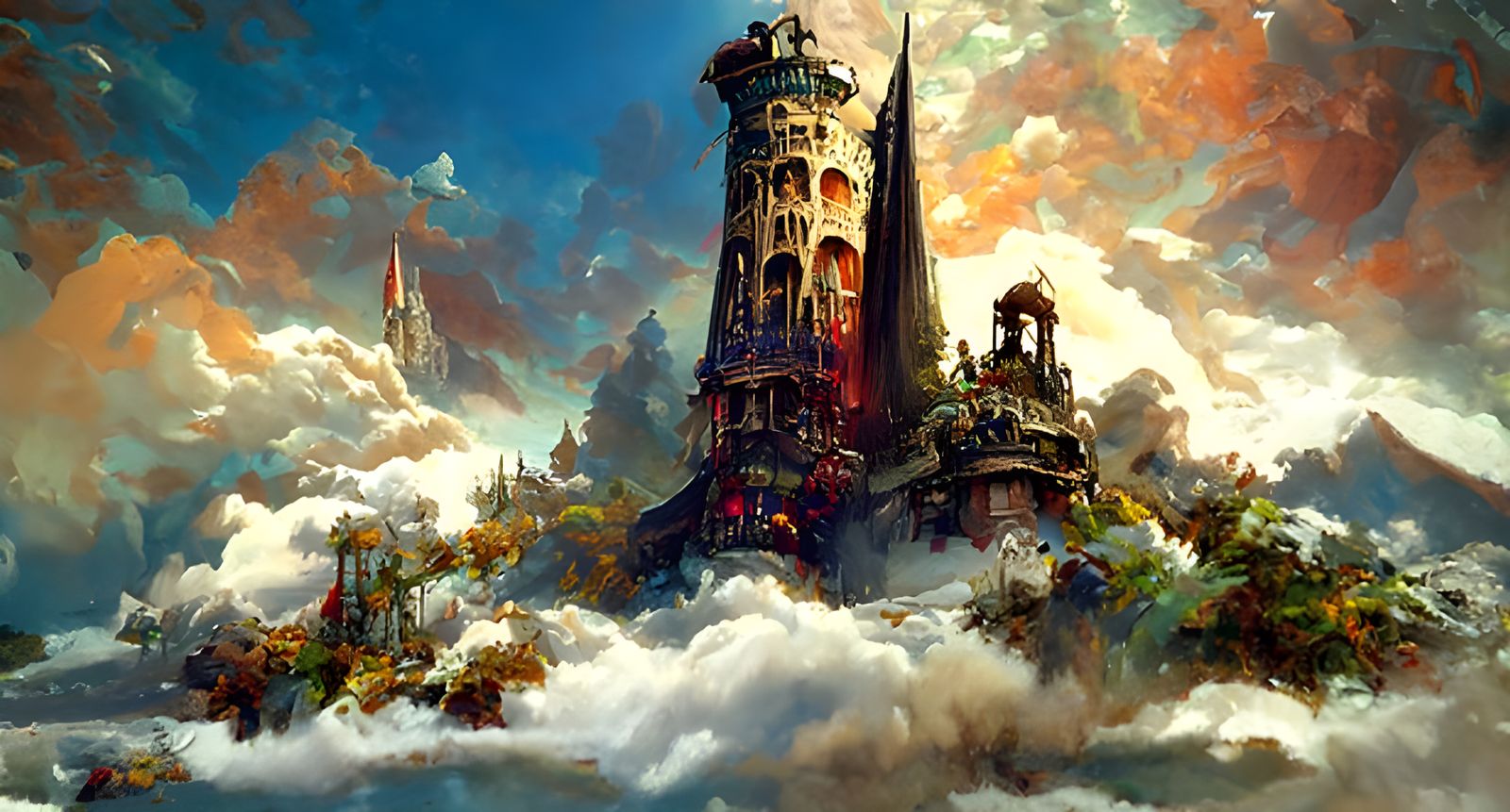 Porcelain Tower: A Maximalist Digital Painting