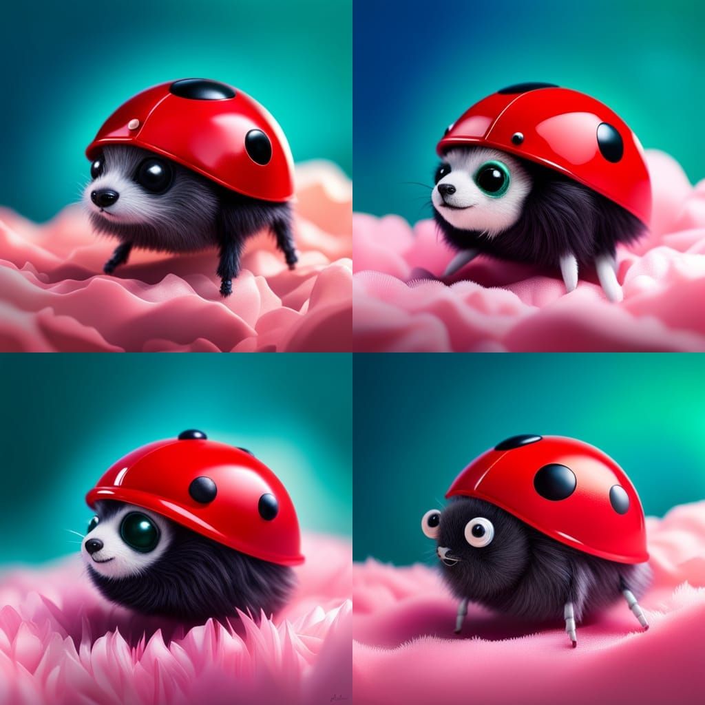 Hyperrealistic Plush Ladybug Toy with Shiny Eyes