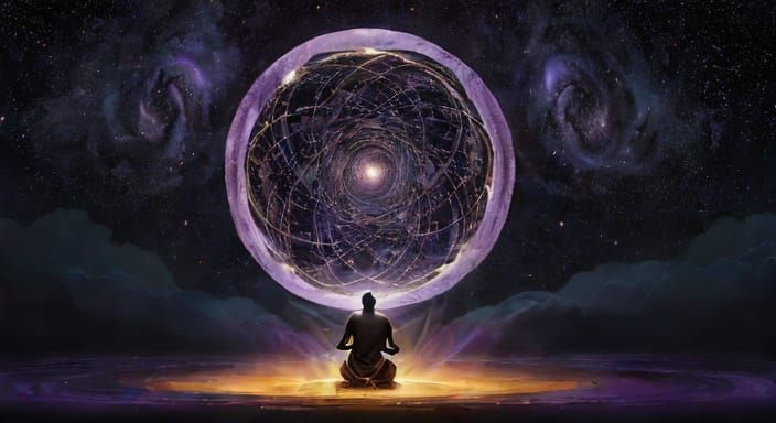 Surreal Hippopotamus Monk Meditating in Cosmic Void