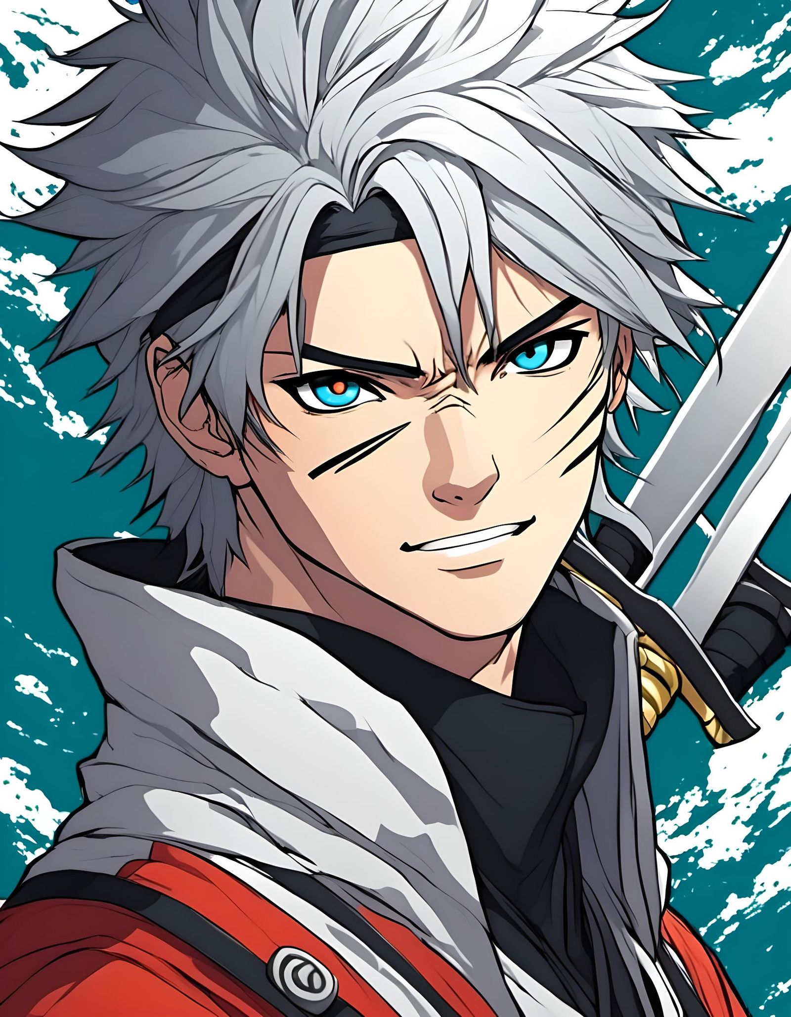 Handsome Jock Ninja Portrait in Anime Style