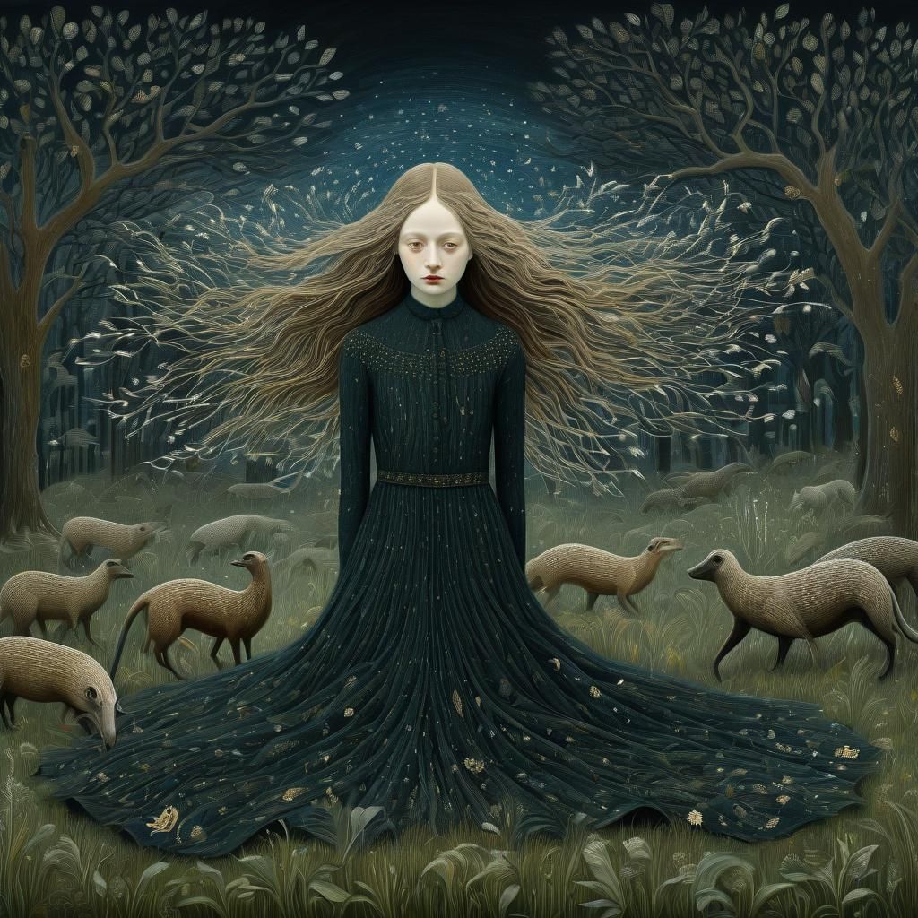 Mythical Creatures Collage in Alcohol Ink Style