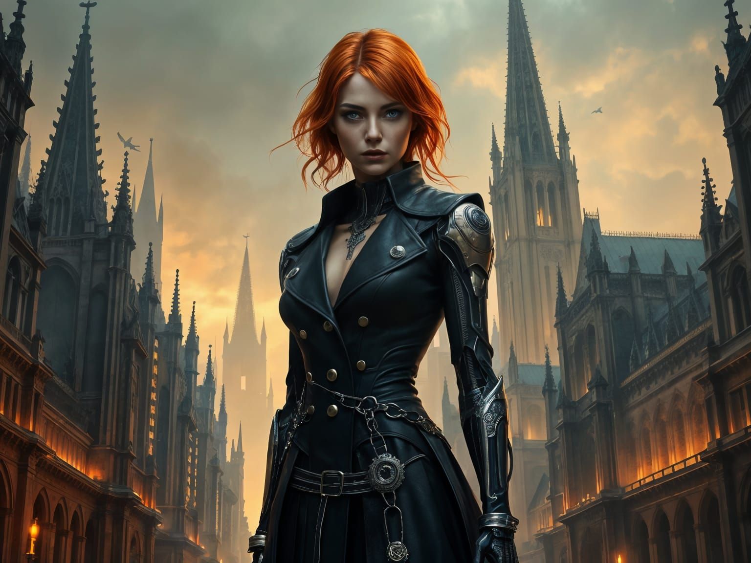 Cyborg Woman in Dark, Biomechanical Futurism