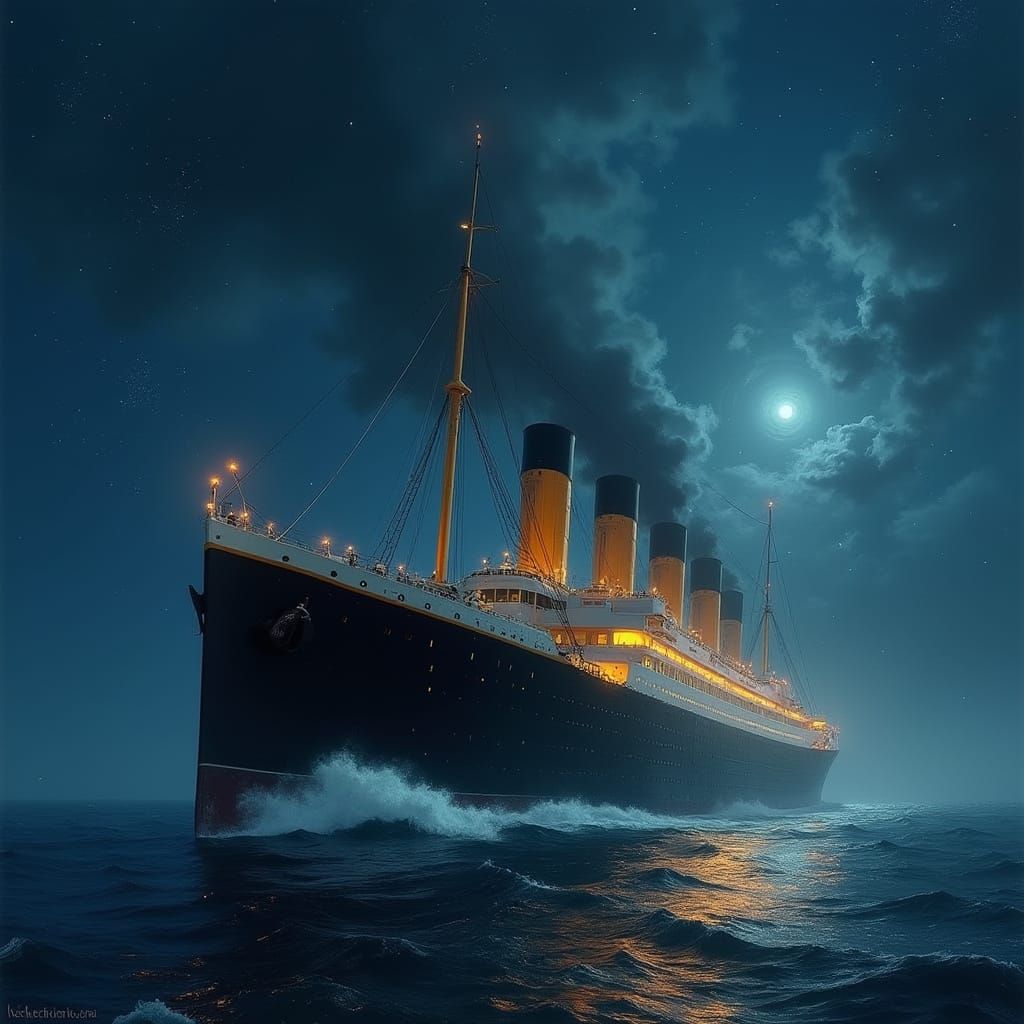 Titanic Docks Under Shooting Stars: Maritime Romanticism