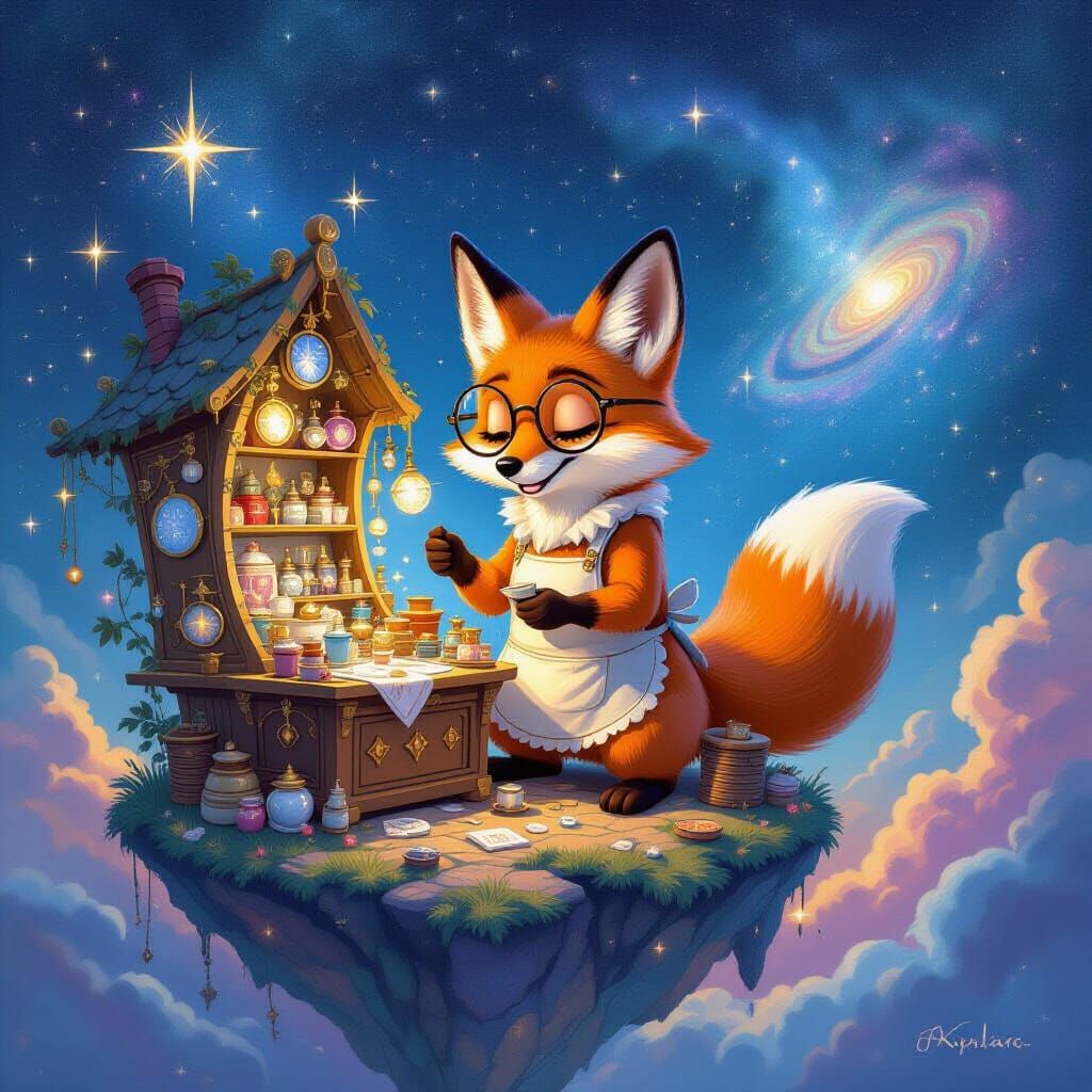 Anthropomorphic Fox Runs Whimsical Space Shop