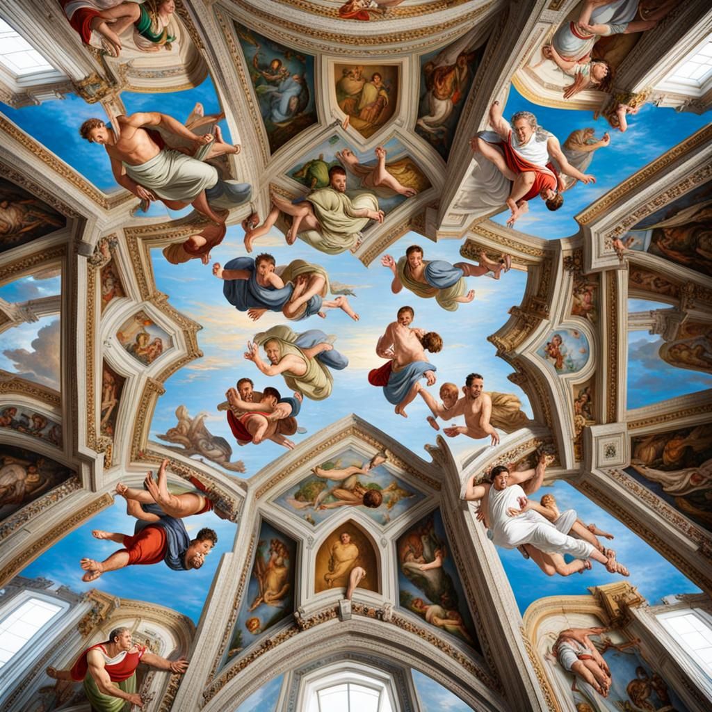 People Walking on Sistine Chapel Ceiling