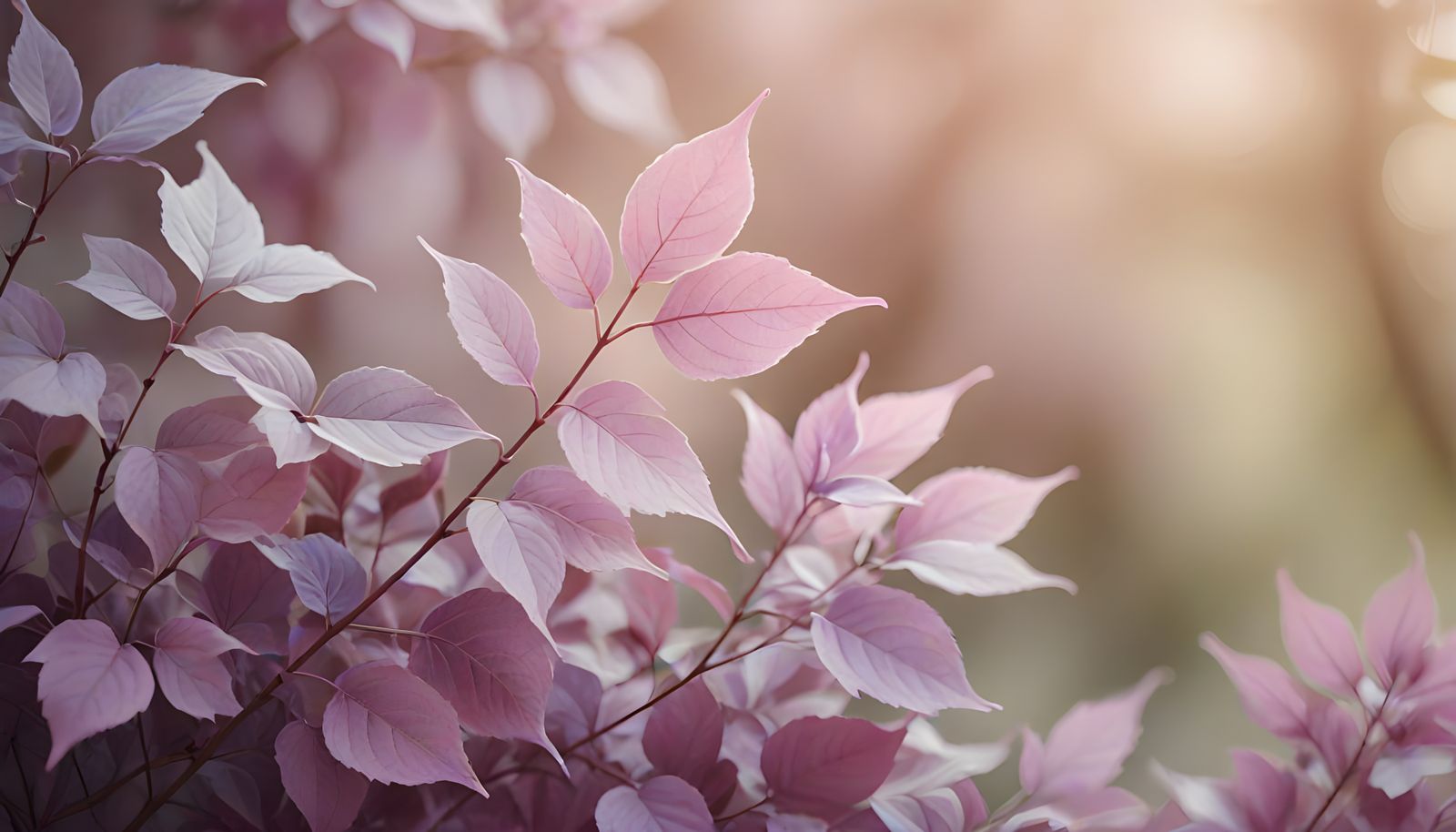 Soft Glow on Pale Background with Blurred Leaves
