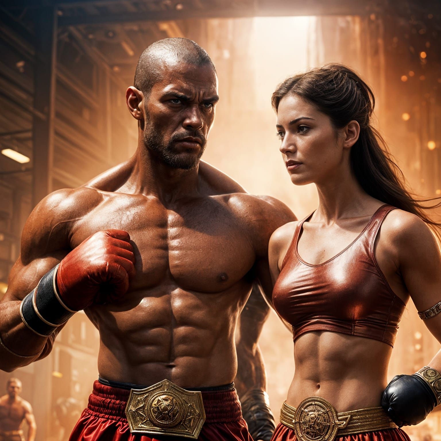 Giant Boxer Bodyguard in Hyperrealistic Film Style