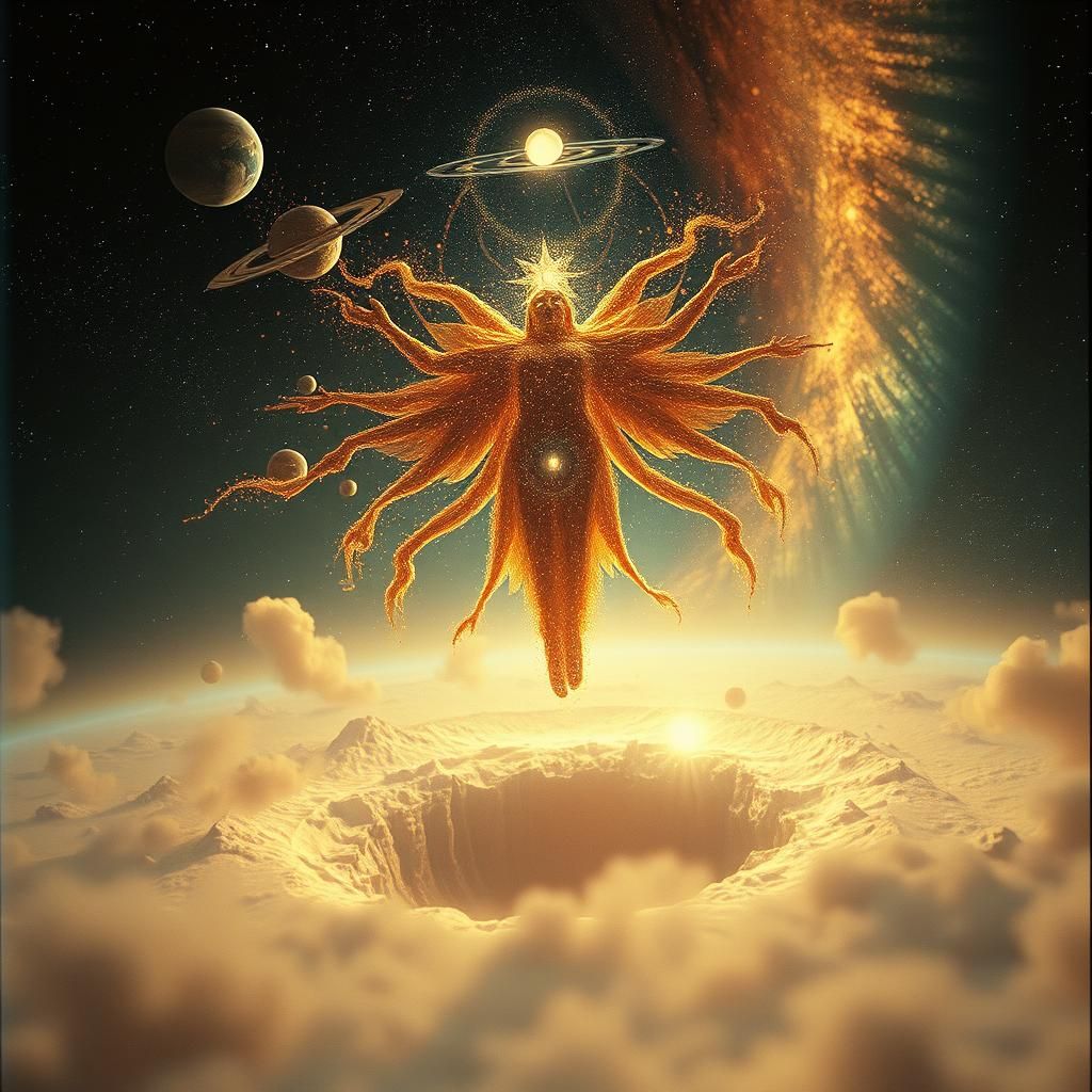 Celestial Deity Above Space, Epic Sci-Fi Art