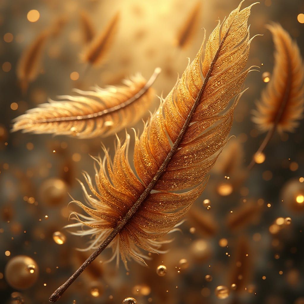 Golden Whispers in Ephemeral Feathers