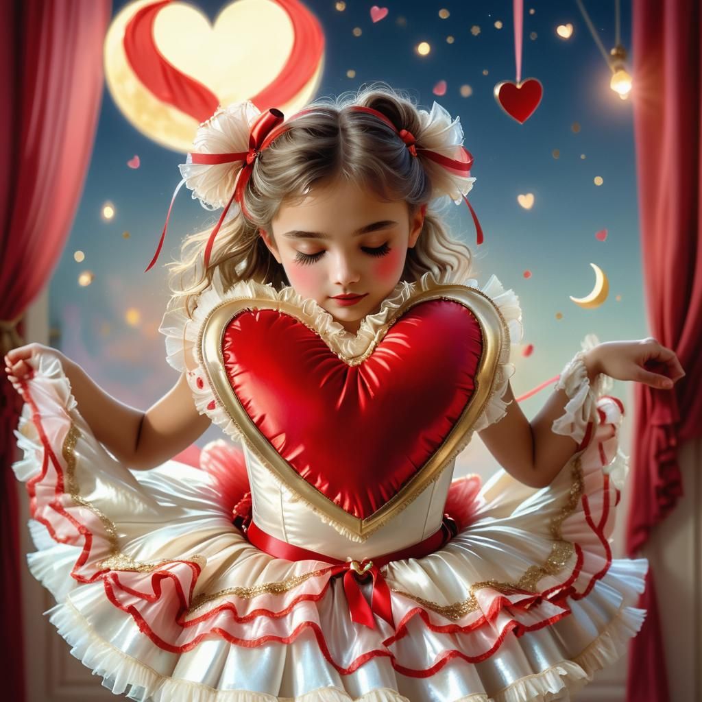 Ballerina with Crescent Moons in Whimsical Romanticism