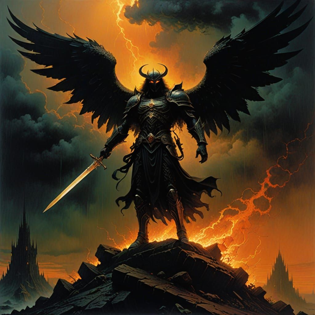 Fallen Angel Plummets Through the Heavens in Ominous Dark Fa...