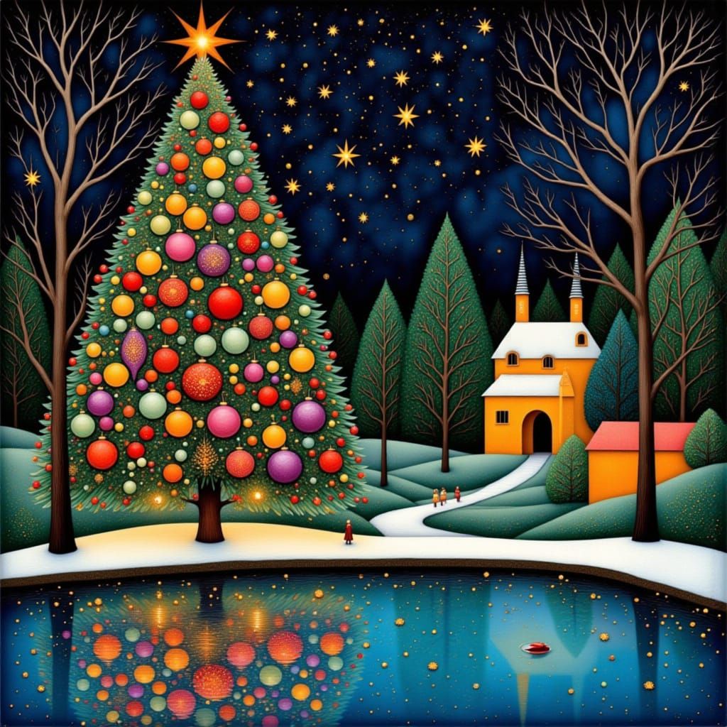 Everyone was amazed by the enormous Christmas tree.