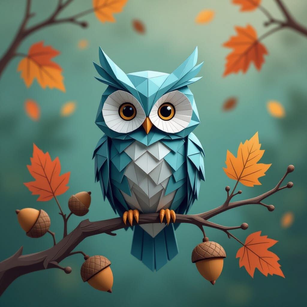 Origami Owl in Twilight Papercraft Style