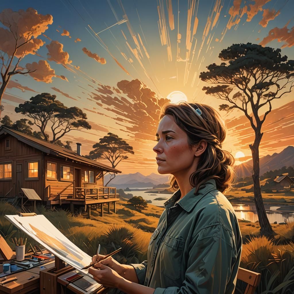 Futuristic Woman Portrait with Stippling Technique