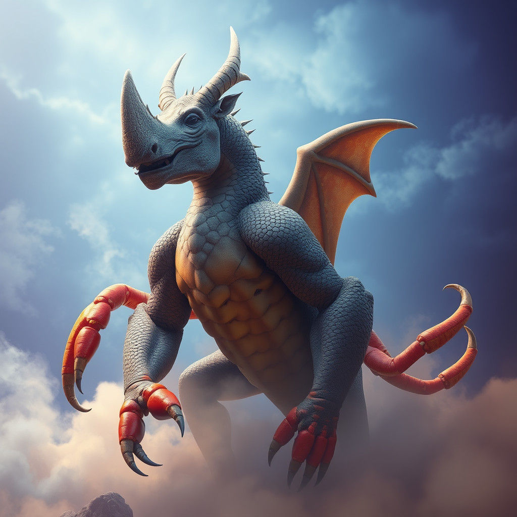 Majestic Hybrid Creature in a Fantasy Landscape