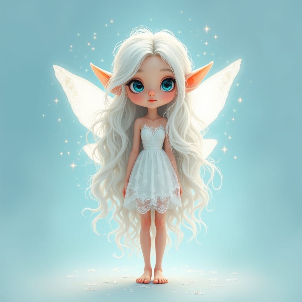 Whimsical Fairy Elf Girl with Luminous Wings