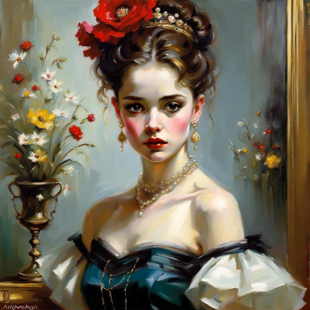 Elegant Woman in Romantic Figurative Style