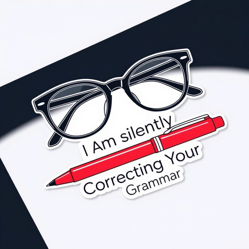 Minimalist Glasses and Pen Sticker Design