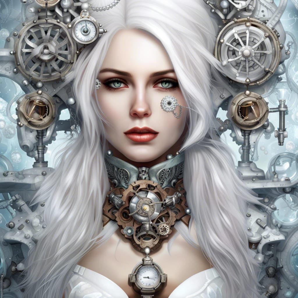 Steampunk Portrait of a Girl with Ice Ornaments