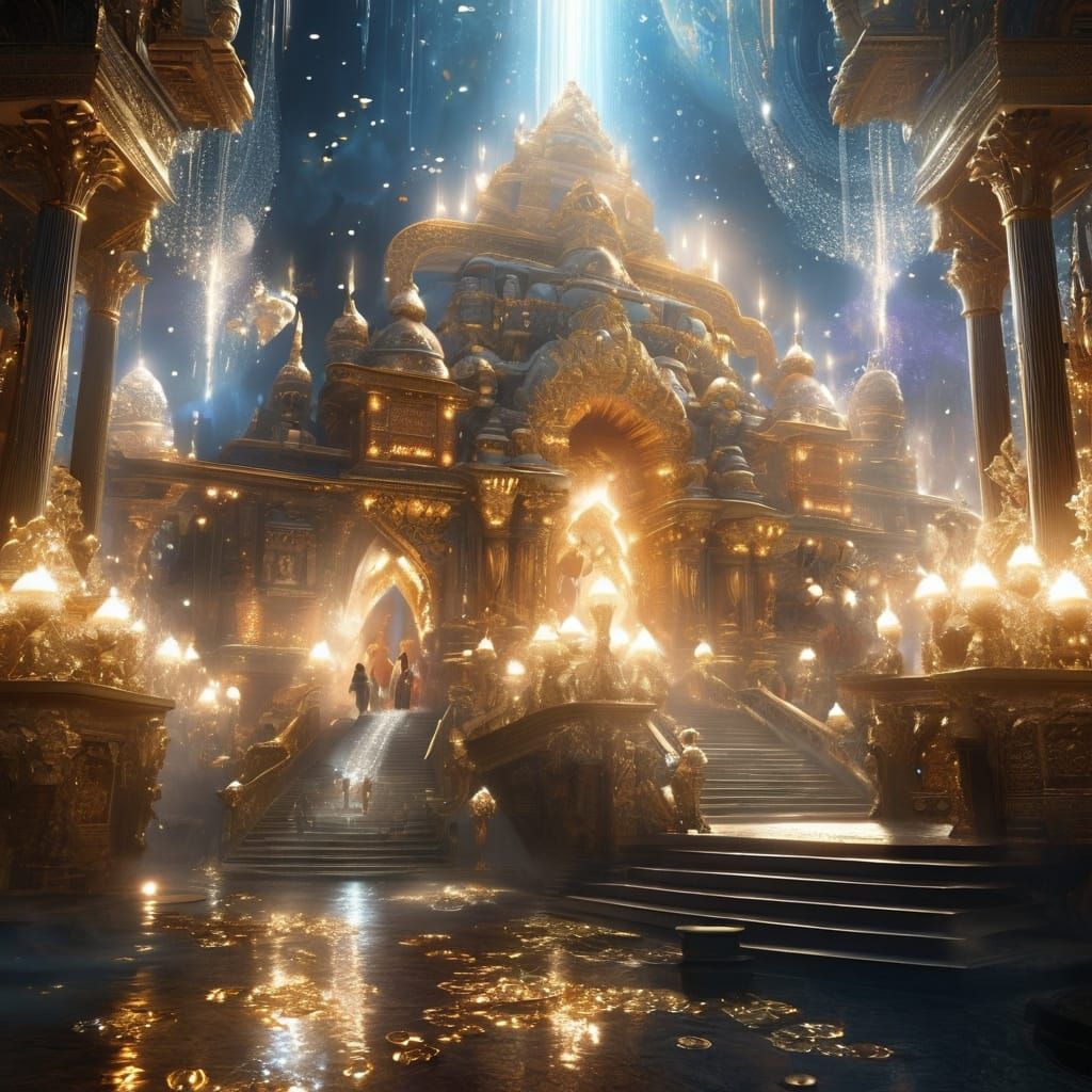 Shimmering Jewel-Encrusted Castle in Digital Matte Painting