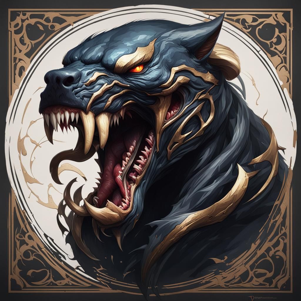 Venom Cerberus Portrait in Hyperdetailed Lighting