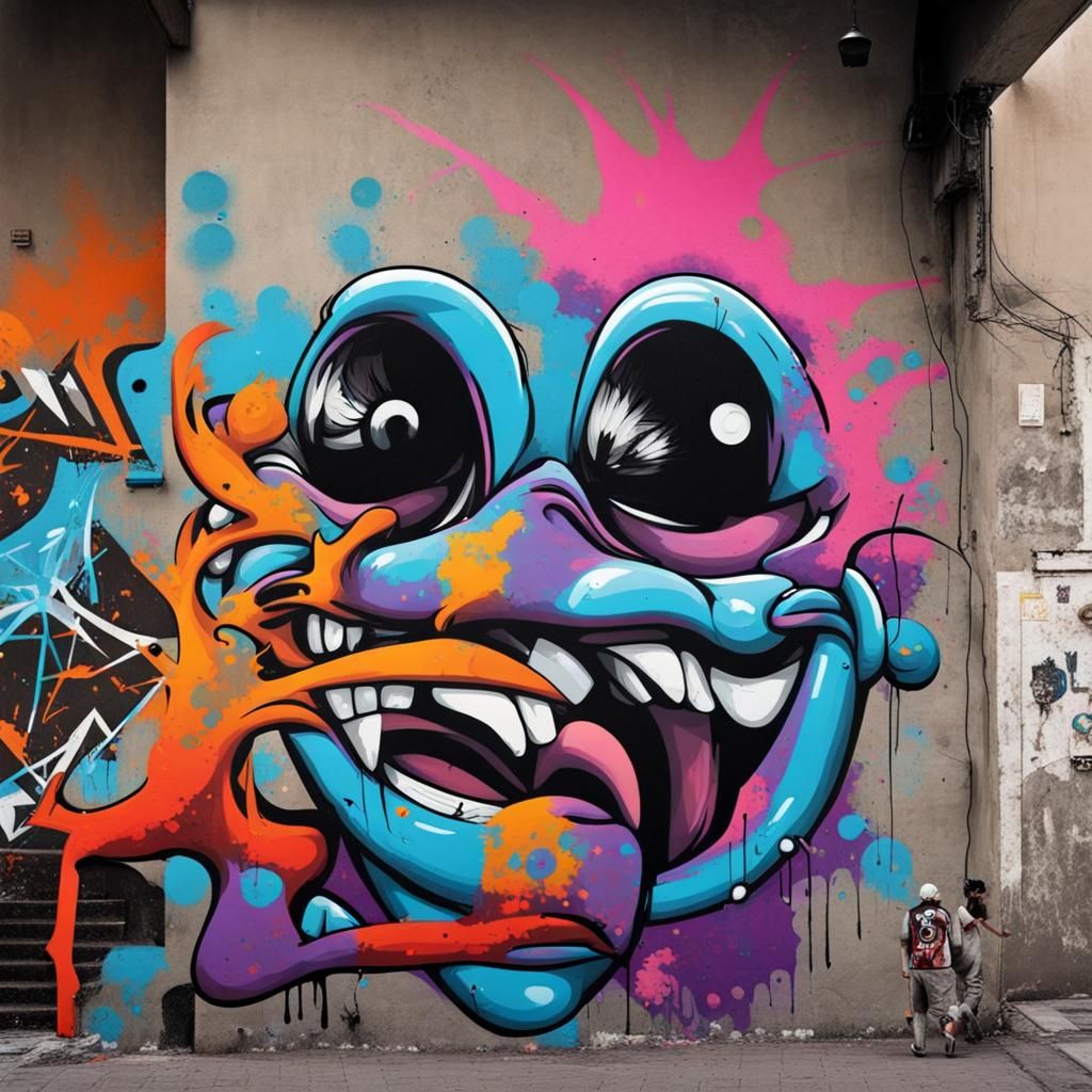 Colorful Polychromatic Graffiti Splash Art
