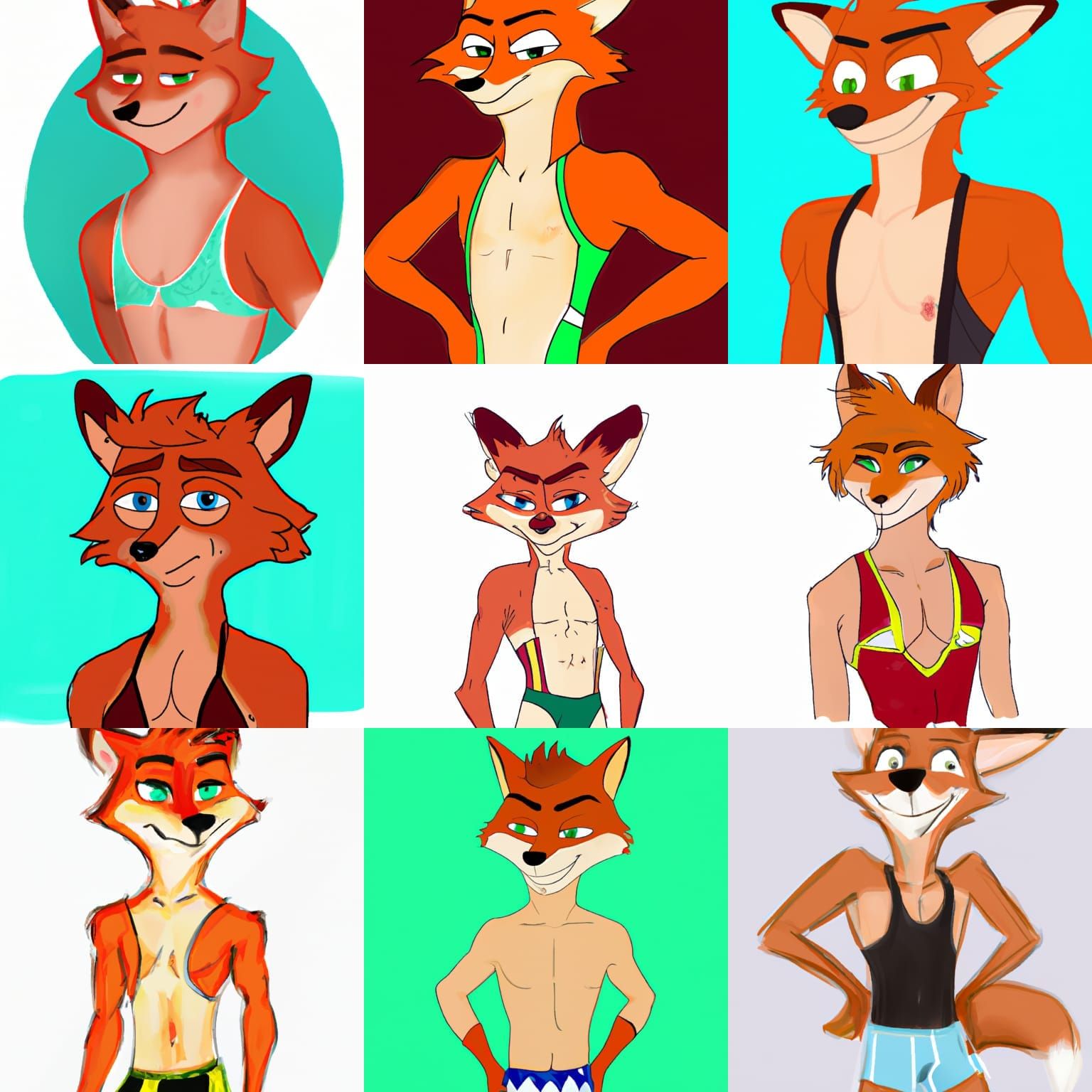 Nick Wilde in a swimsuit
