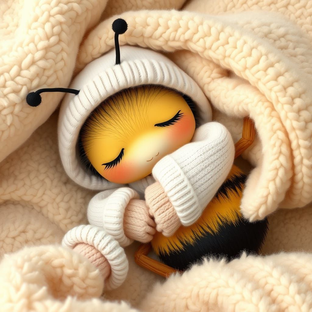 Sleepy Bumblebee in Pajamas, Beatrix Potter Style