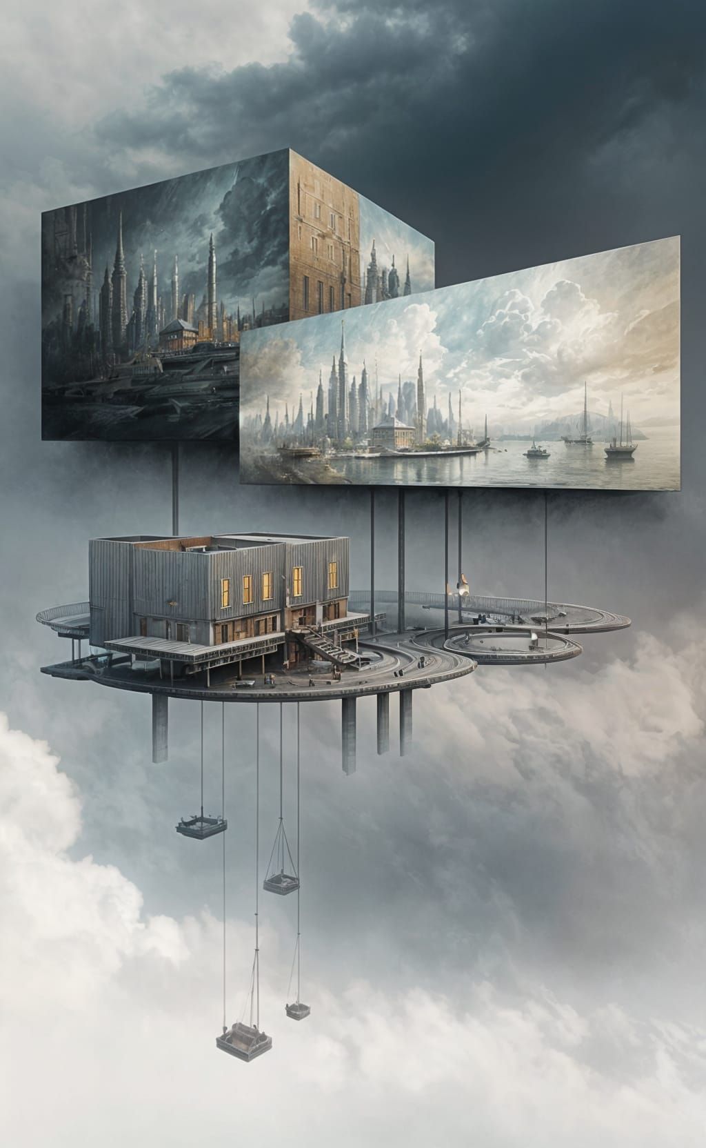 Abstract Blending Cycles: Hyperrealistic Silver Matte Painti...