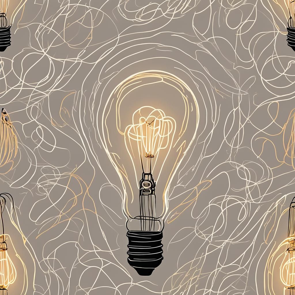 Glowing Light Bulb Filament in Paul Klee Style