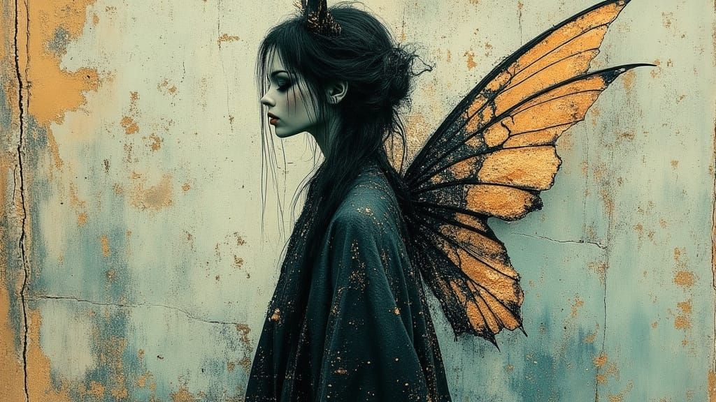 Punk Fairy Portrait in Mixed Media Style