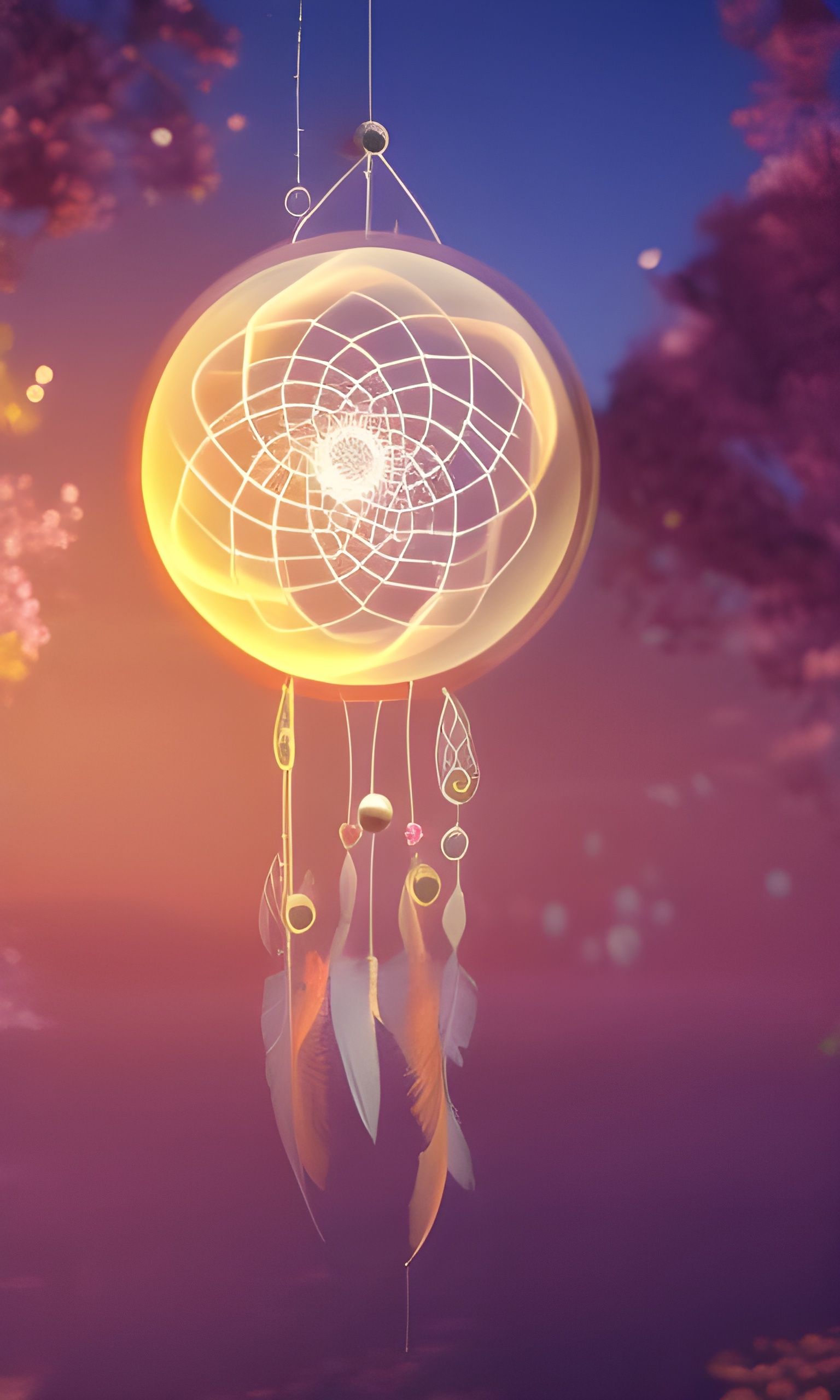 Dreamcatcher with Dream Bubbles in Watercolor Style