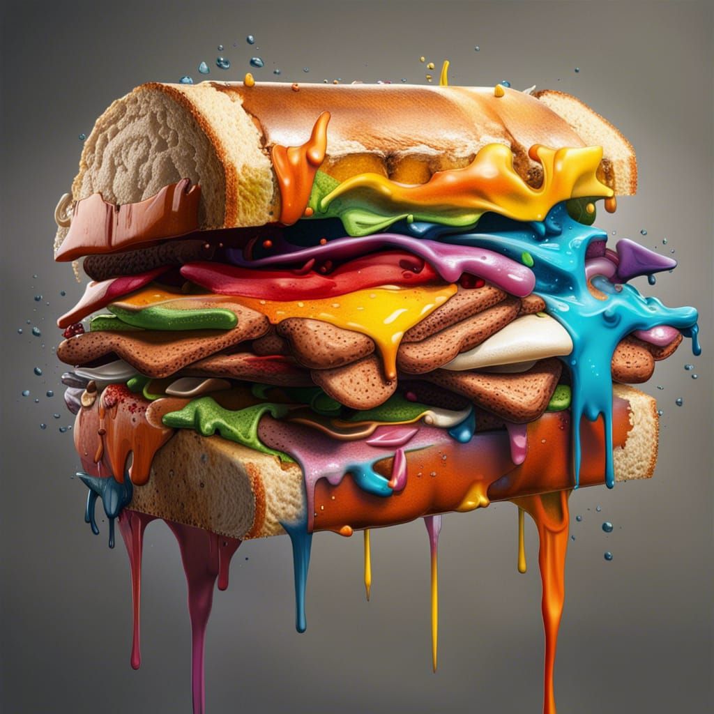 Hyperrealistic Sandwich of Metal, Wood, and Plastic