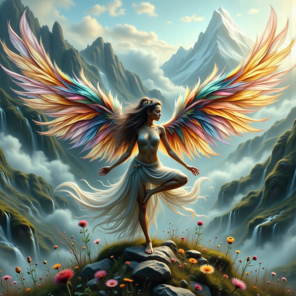 Female Yoga Warrior  in action,extra large wings, <lora:Hidden Fairy:1.0> <lora:Fantasy Fairies:1.0> <lora:Angel Warrior...