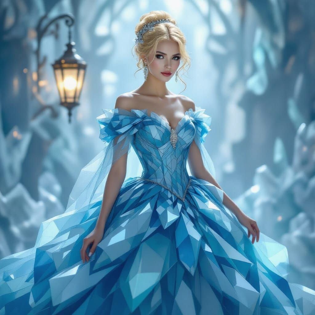 Victorian Noblewoman Made of Aquamarine Crystals