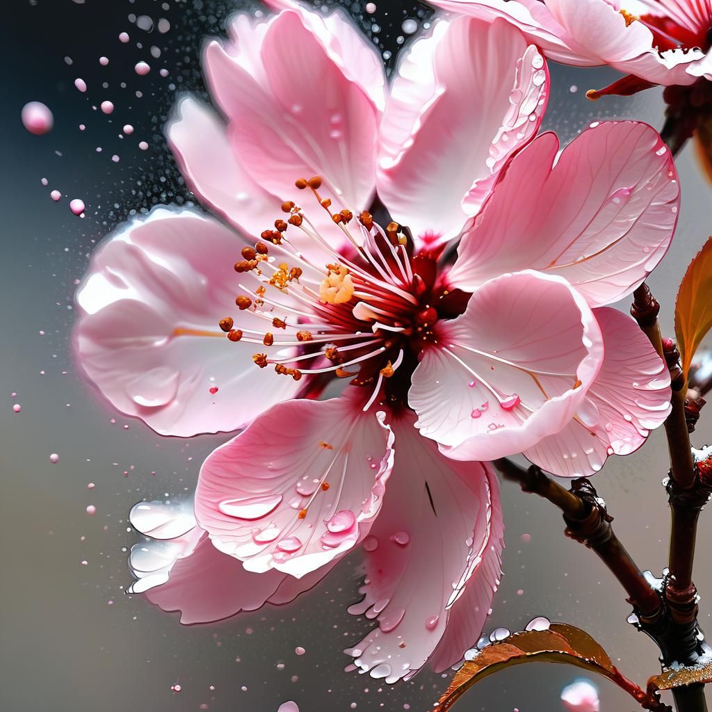 Single Pink Sakura Blossom in Speedpaint Style