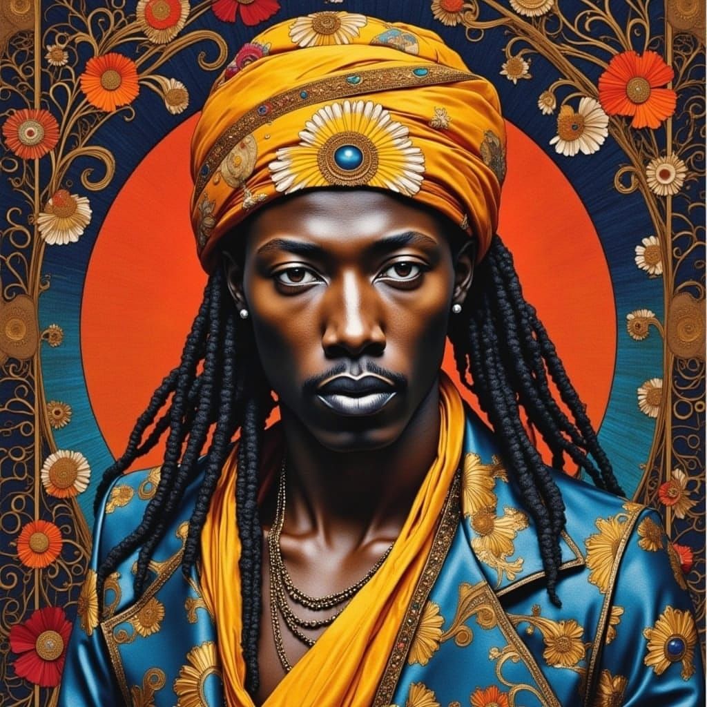 Psychedelic Portraits of African American Man with Gustav Kl...