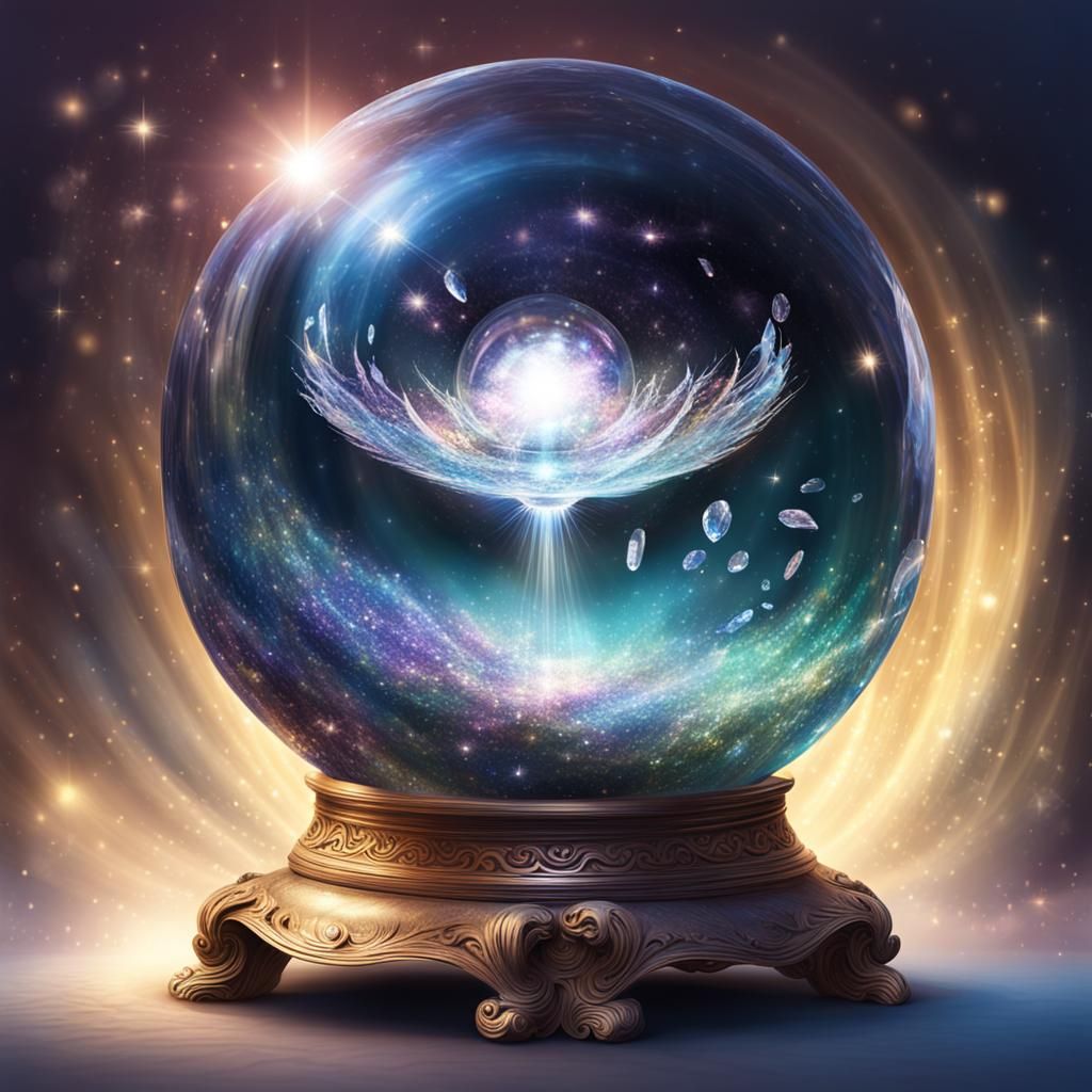 Realistic Crystal Ball with Glittering Light
