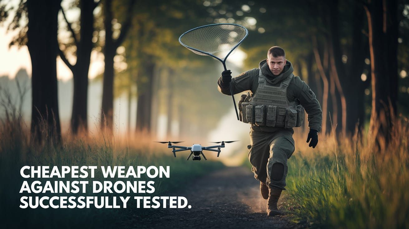 Belgian Soldier Evades Drone with Fishing Net in Surreal Woo...