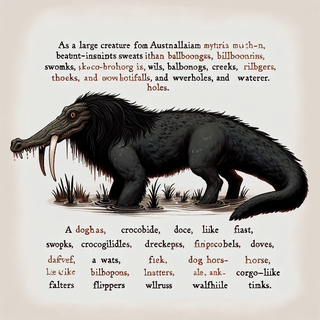 Mythical Bunyip Creature in Australian Billabong