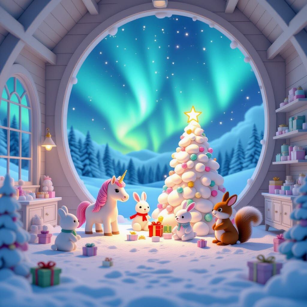 Whimsical Marshmallow Workshop with Aurora Borealis