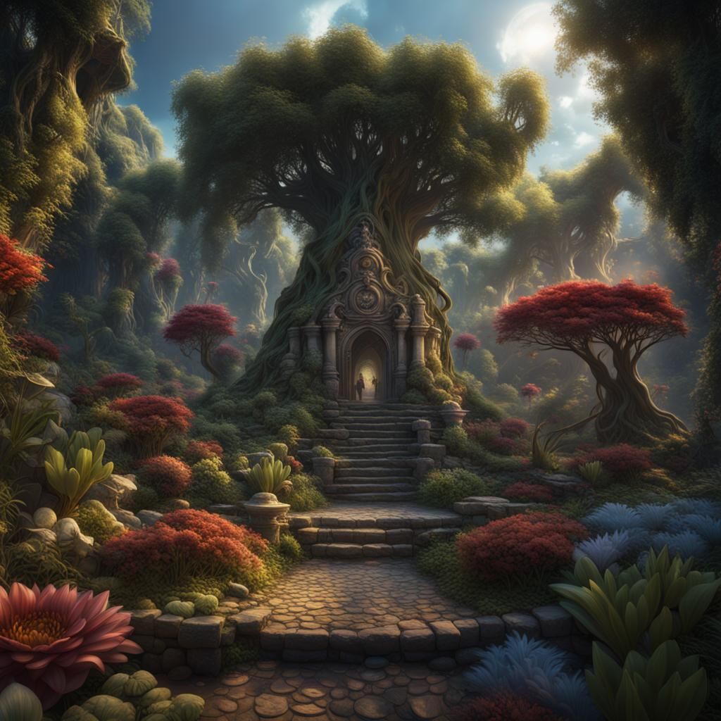 Detailed Matte Painting of Garden of Eden