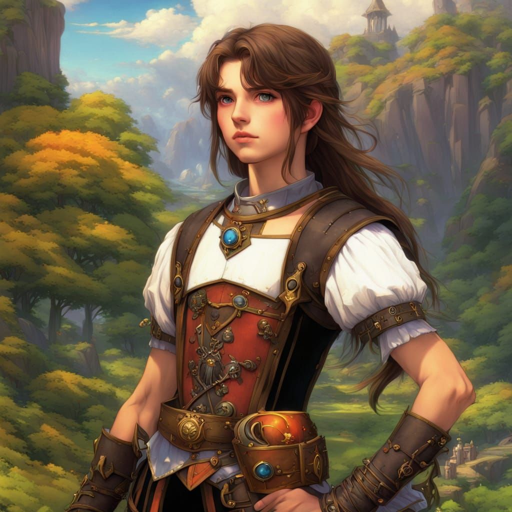 Medieval Paladin and Steampunk Engineer in Anime Style