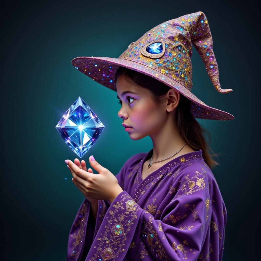 Young Wizard Girl Discovers Mystical Gem