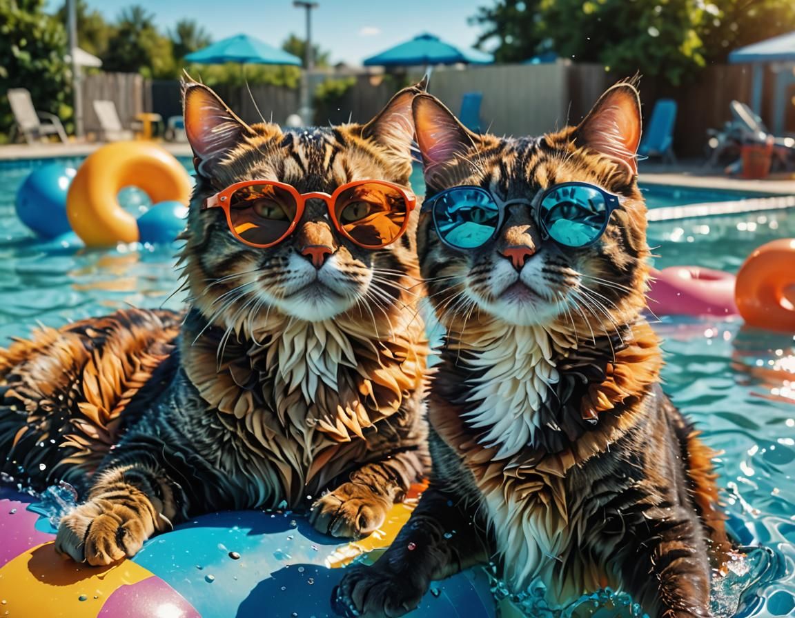Cats in Sunglasses: Summer Pool Party