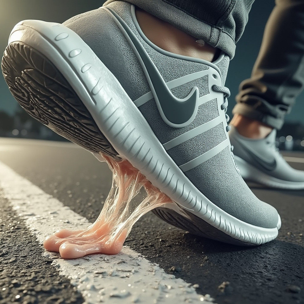 Nike Shoe-Person Running with Chewing Gum Detail