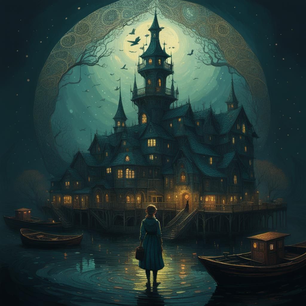 Ferrywoman Portrait in Storybook Fairyland Style