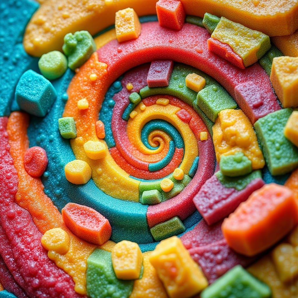 Vibrant Cubist Vortex of Fractured Sour Patch Kids