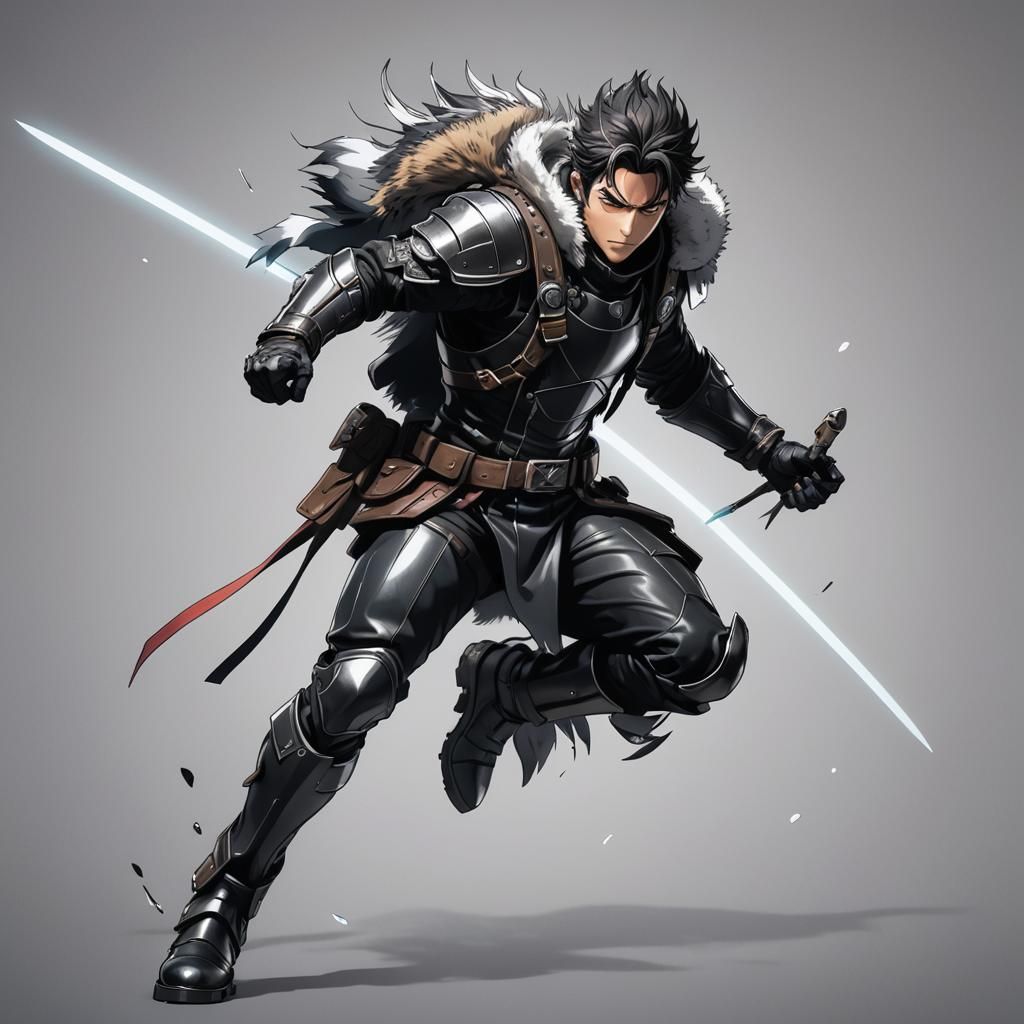 Anime Rogue in Action Pose, Cel-Shaded Style